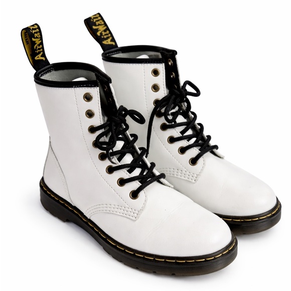 Dr. Martens Shoes - Dr. Martens Boots White with Black Laces size 7